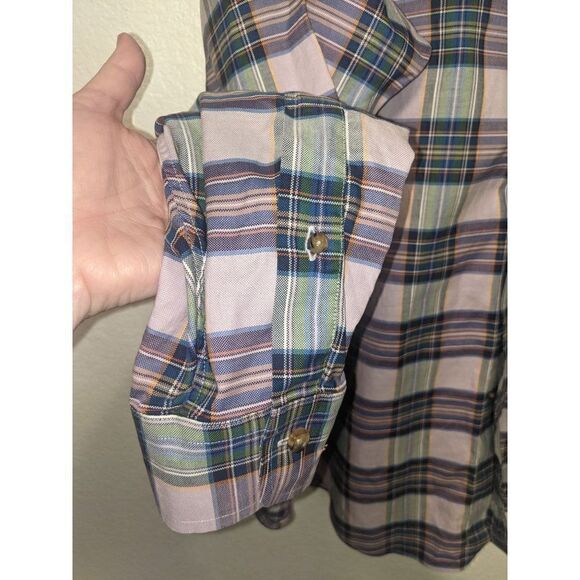 2XL Men's Brooks Brothers Cotton Button Down Plaid Purple Shirt Made In Italy - Picture 9 of 14